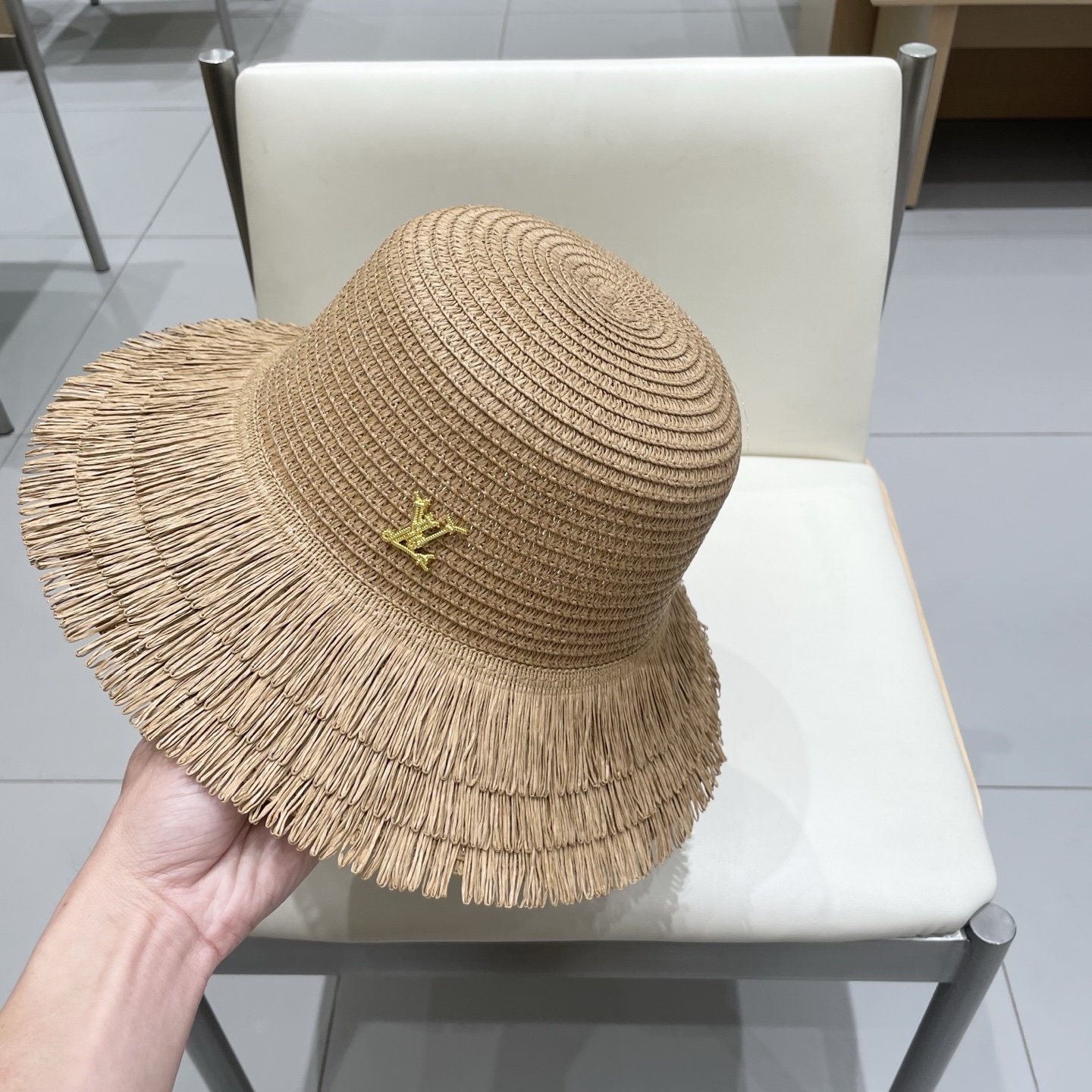  lv路易威登网红毛边流苏草帽优雅大檐海边度假遮阳盆帽休闲夏女