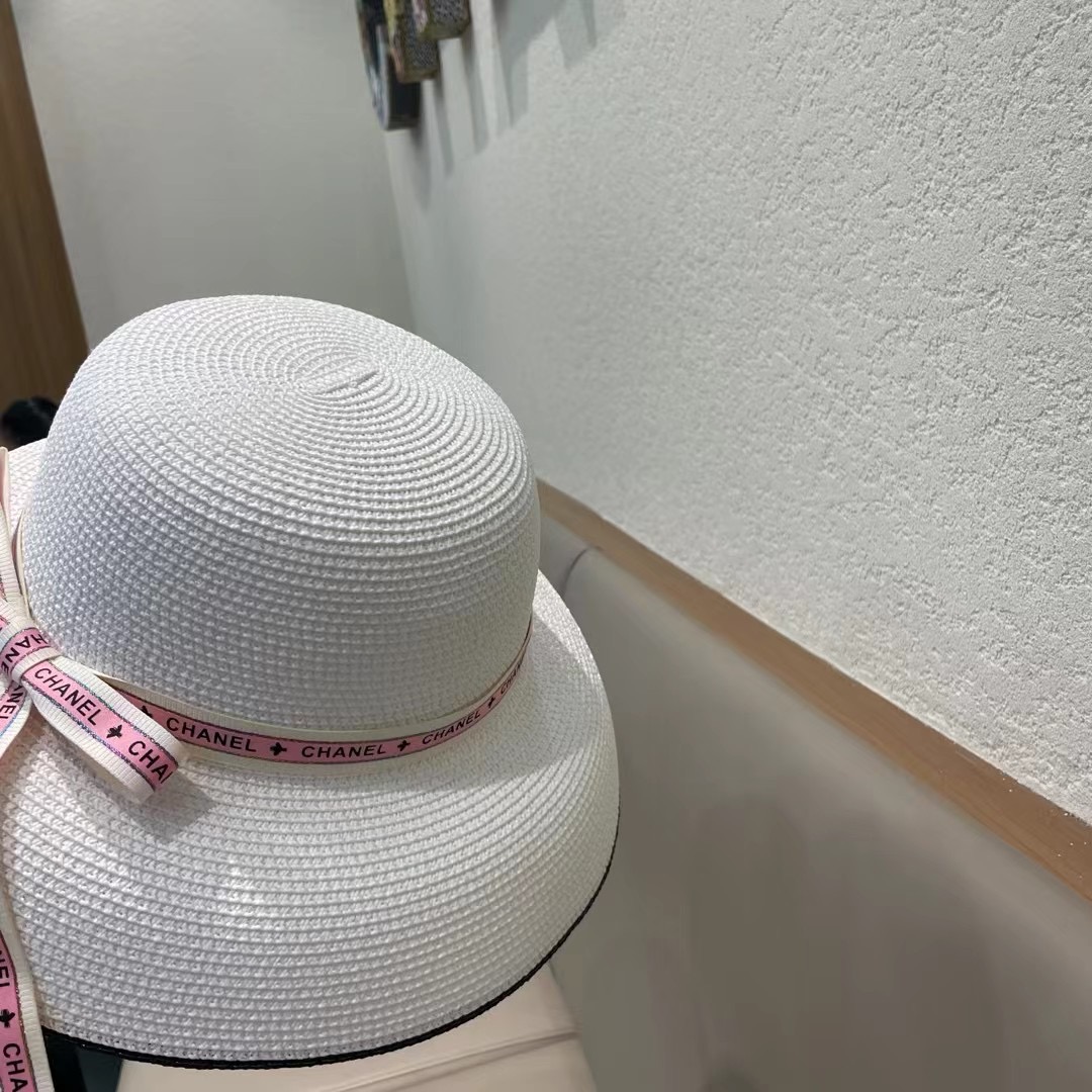 Chanel香奈儿名媛风灯罩小礼帽，平顶草帽，头围57cm