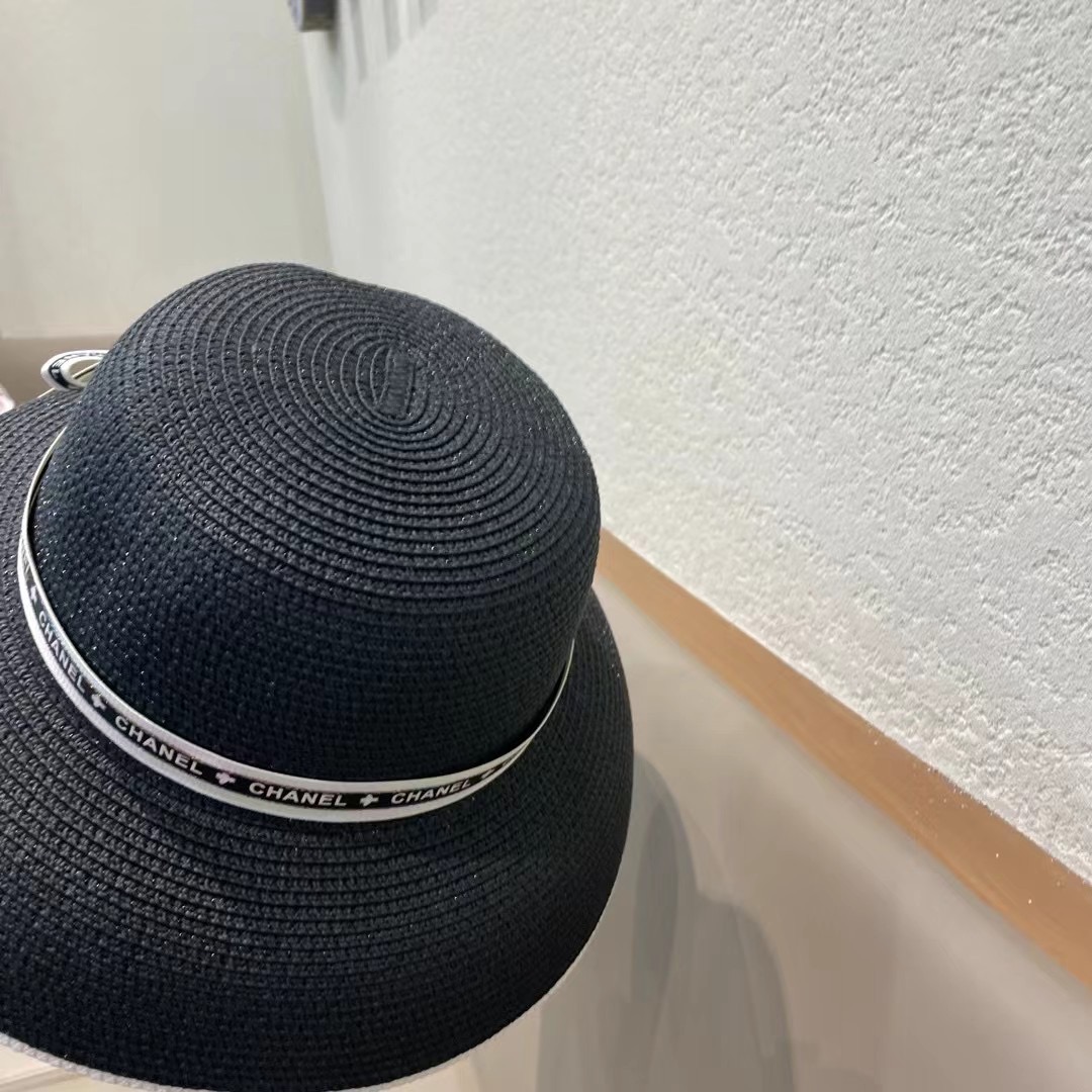 Chanel香奈儿名媛风灯罩小礼帽，平顶草帽，头围57cm