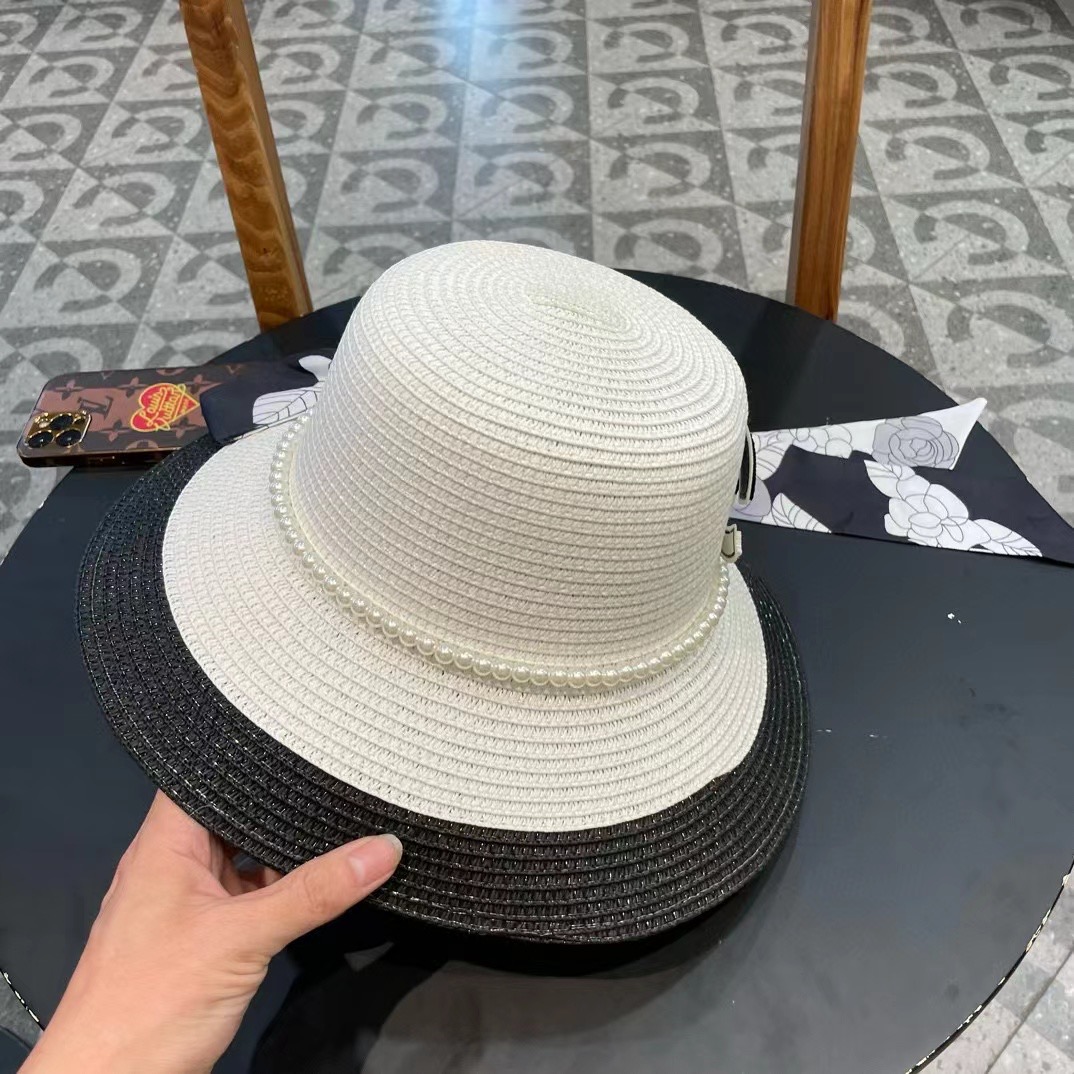 香奈儿CHANEL新款草帽山茶花丝带，名媛风，细节待上，夏季防晒防紫外线，出行必备，百搭好看