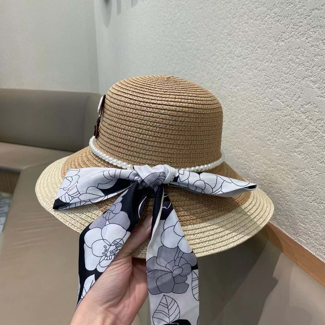 香奈儿CHANEL2026新款草帽山茶花丝带，名媛风，细节待上，夏季防晒防紫外线，出行必备，百搭好看