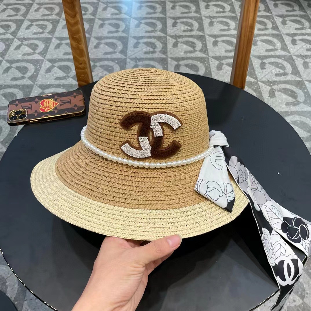 香奈儿CHANEL2026新款草帽山茶花丝带，名媛风，细节待上，夏季防晒防紫外线，出行必备，百搭好看