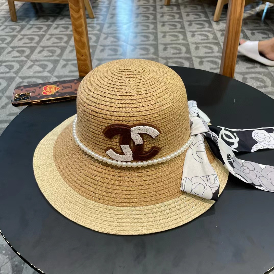 香奈儿CHANEL2026新款草帽山茶花丝带，名媛风，细节待上，夏季防晒防紫外线，出行必备，百搭好看