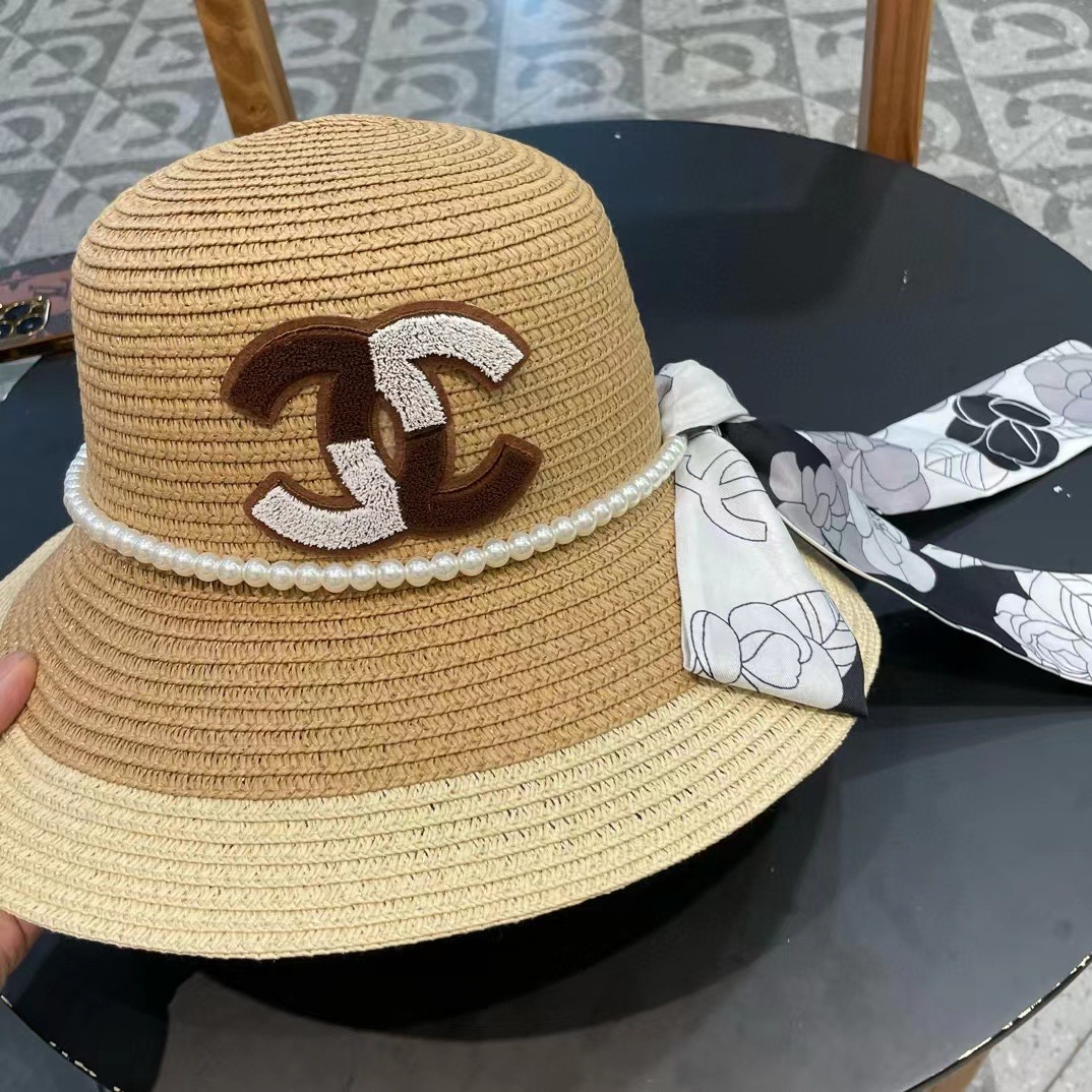 香奈儿CHANEL2026新款草帽山茶花丝带，名媛风，细节待上，夏季防晒防紫外线，出行必备，百搭好看