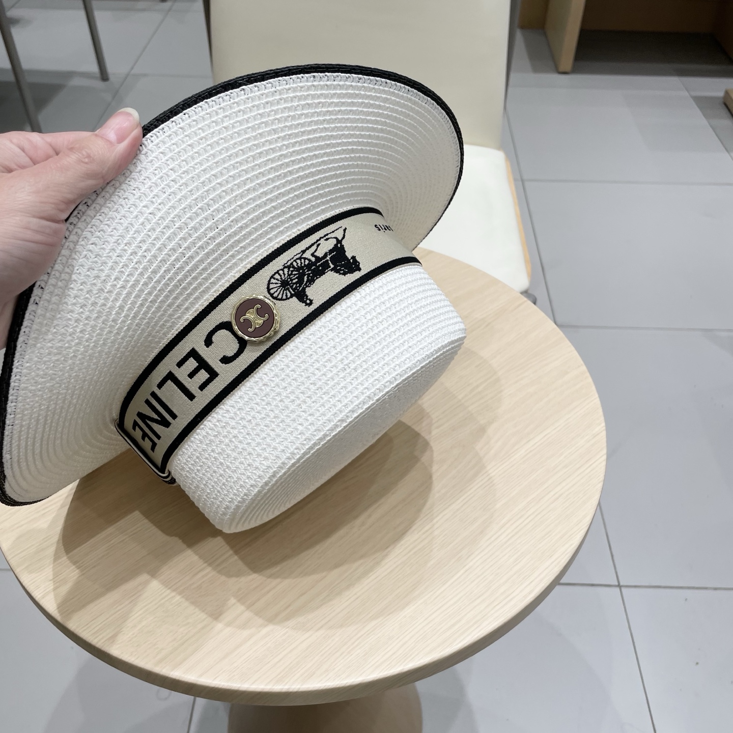 塞琳celien新款草帽，平顶水桶礼帽，头围57cm