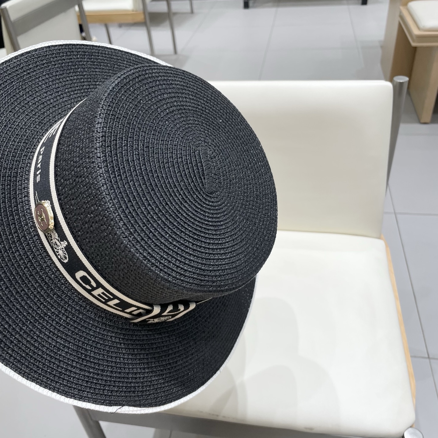 塞琳celien新款草帽，平顶水桶礼帽，头围57cm