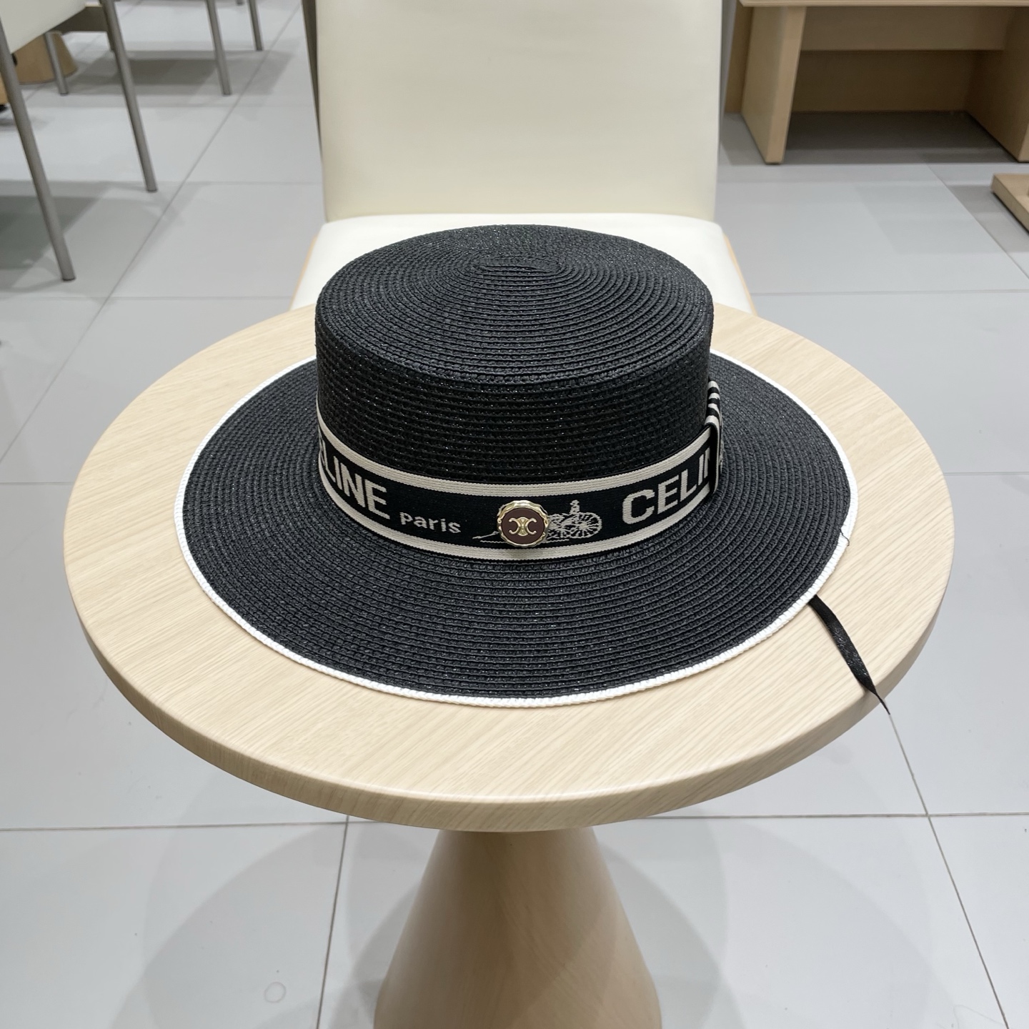 塞琳celien新款草帽，平顶水桶礼帽，头围57cm