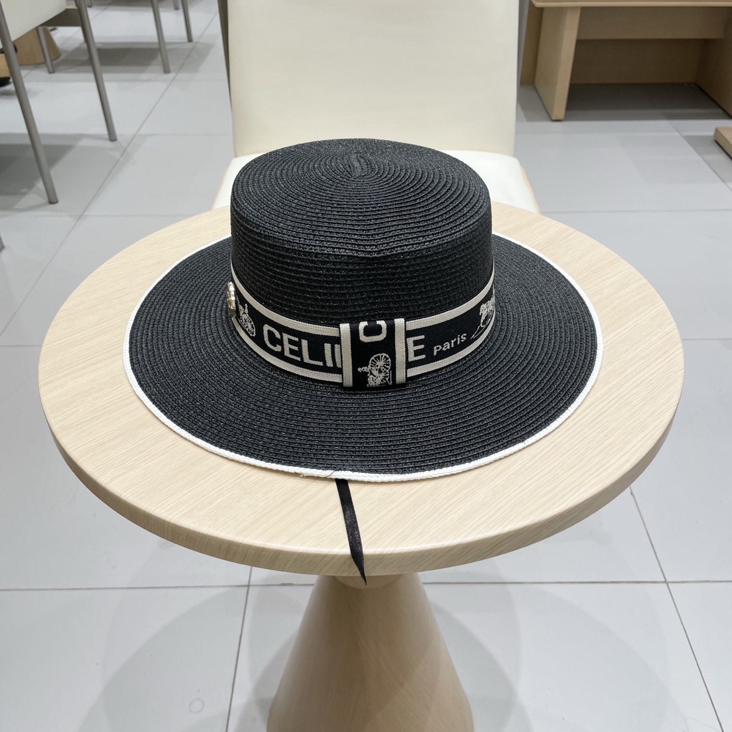 塞琳celien新款草帽，平顶水桶礼帽，头围57cm