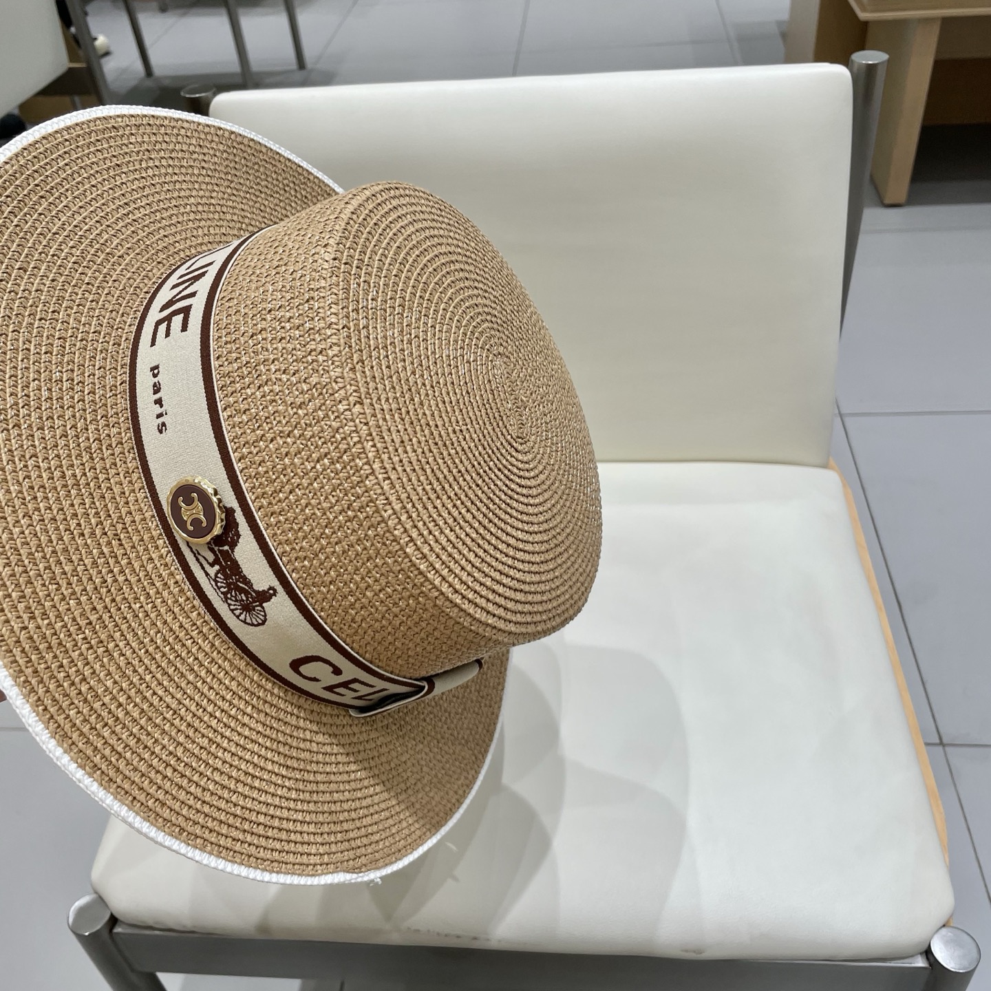 塞琳celien新款草帽，平顶水桶礼帽，头围57cm