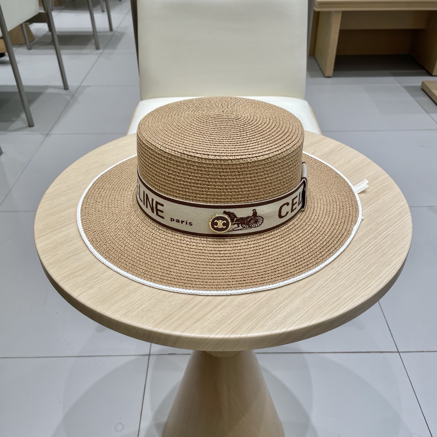 塞琳celien新款草帽，平顶水桶礼帽，头围57cm