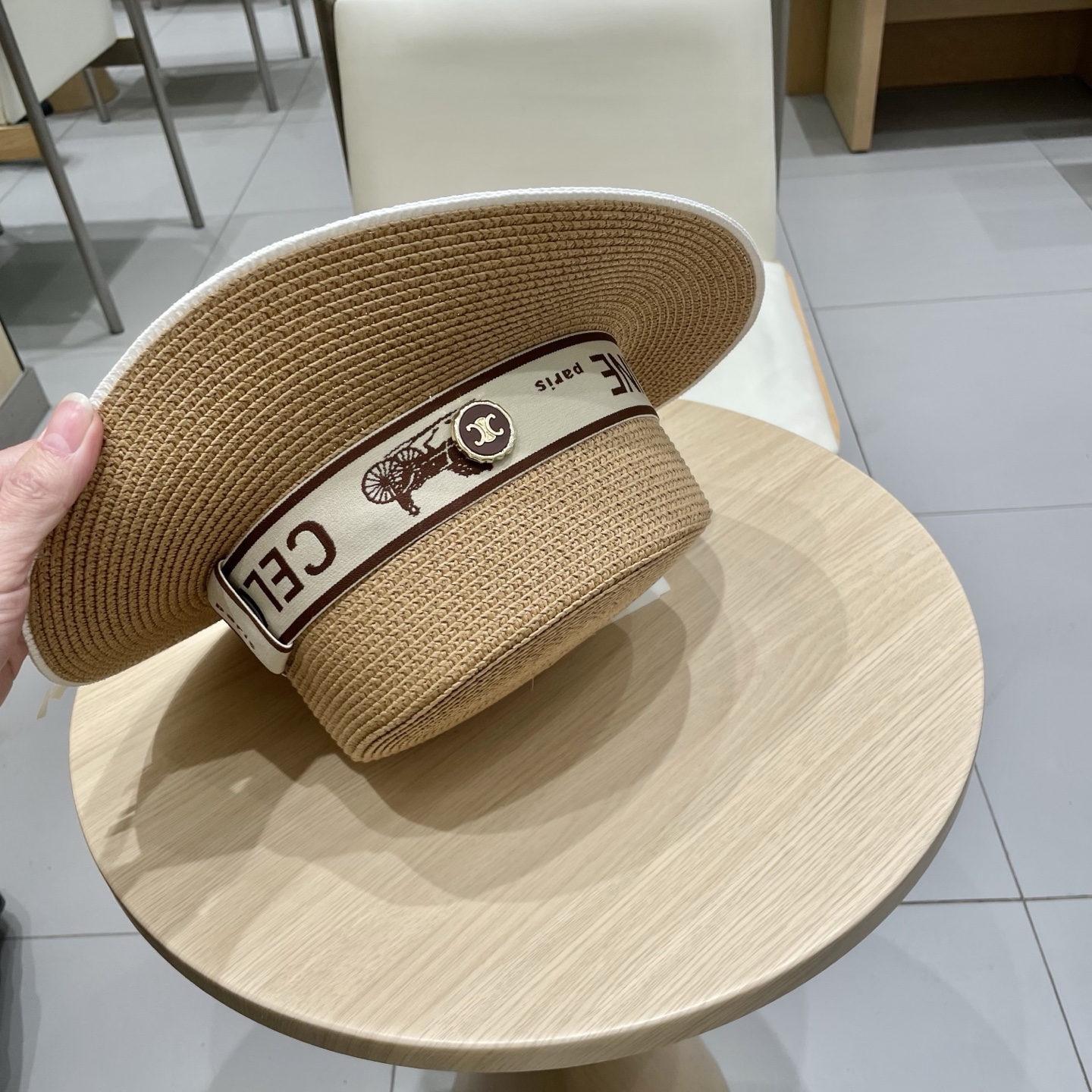 塞琳celien新款草帽，平顶水桶礼帽，头围57cm