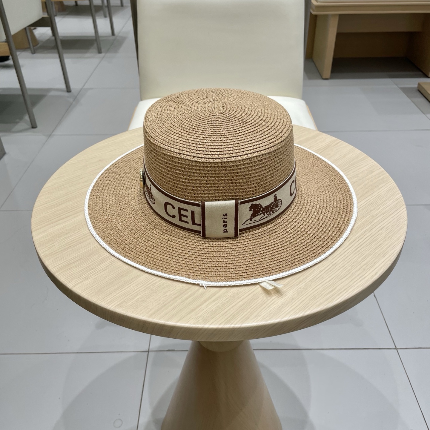 塞琳celien新款草帽，平顶水桶礼帽，头围57cm