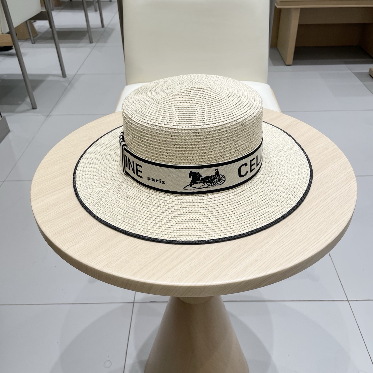 塞琳celien新款草帽，平顶水桶礼帽，头围57cm