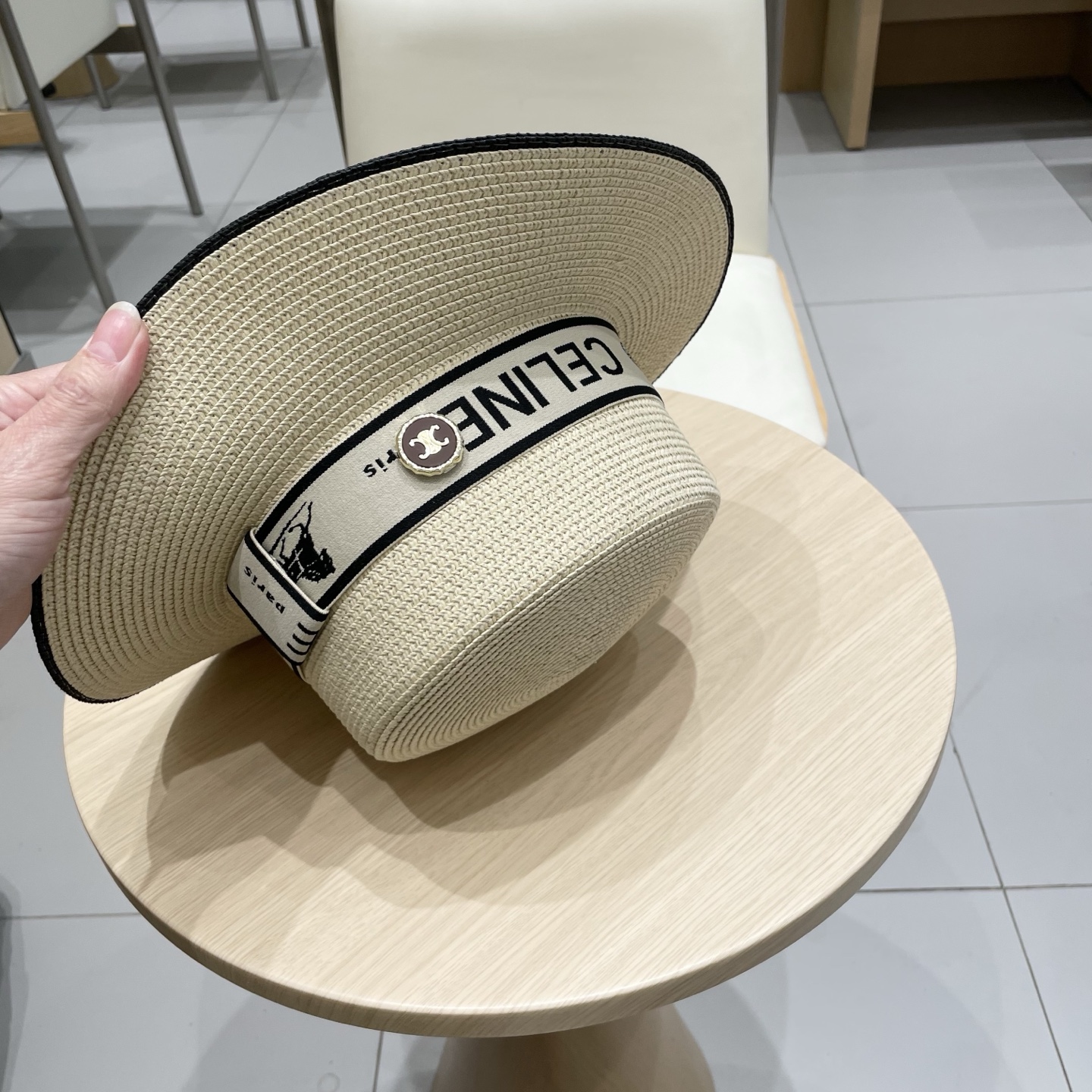 塞琳celien新款草帽，平顶水桶礼帽，头围57cm