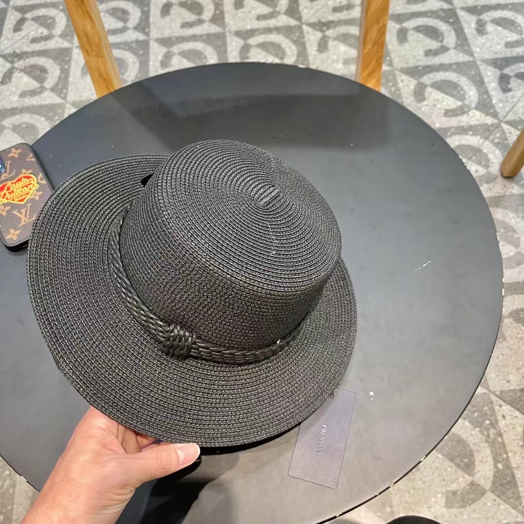 PRADA普拉达 草帽，名媛风盆帽，进口高级细草制作，高端定制，头围57cm