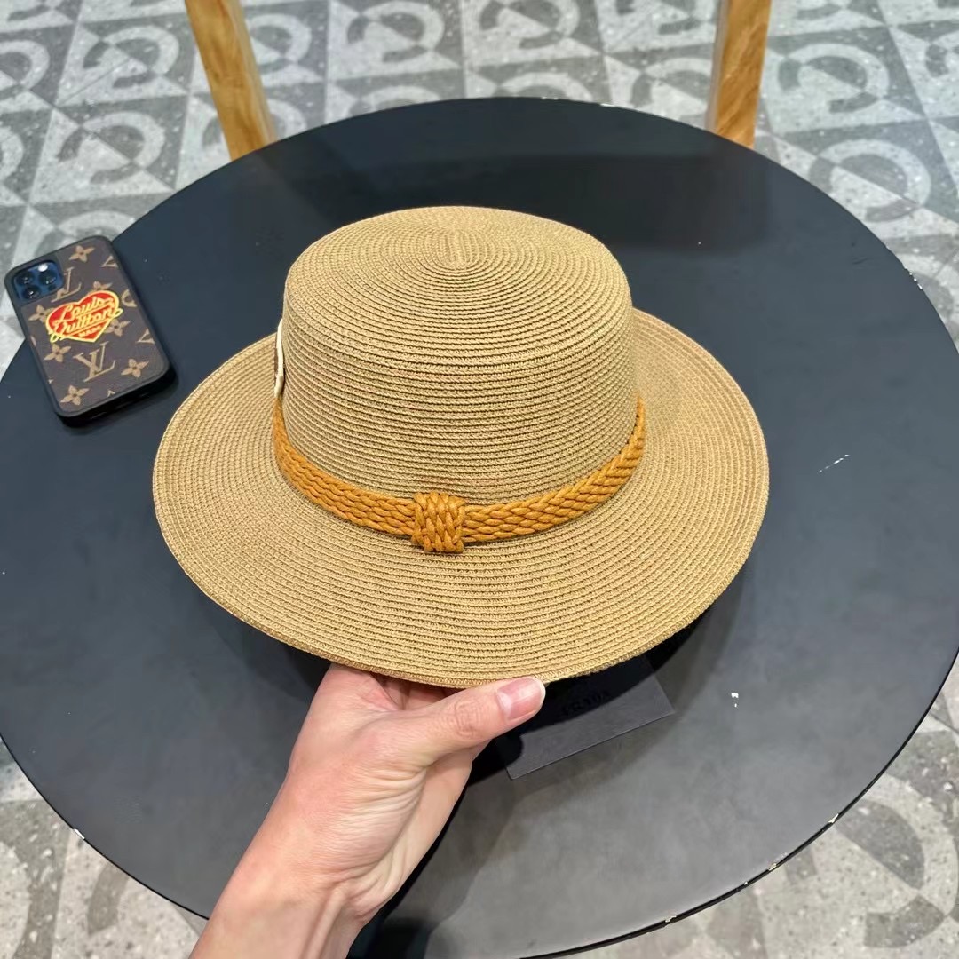 PRADA普拉达 草帽，名媛风盆帽，进口高级细草制作，高端定制，头围57cm
