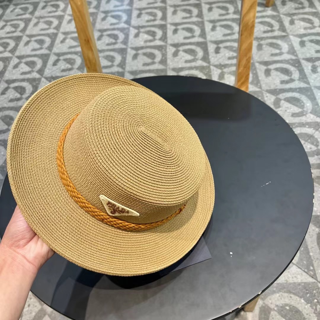 PRADA普拉达 草帽，名媛风盆帽，进口高级细草制作，高端定制，头围57cm