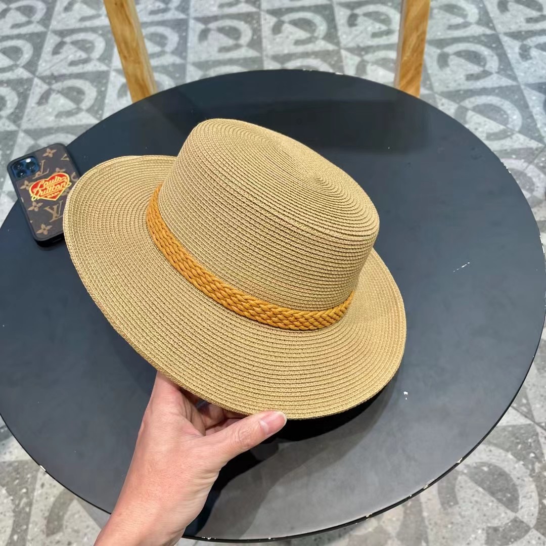 PRADA普拉达 草帽，名媛风盆帽，进口高级细草制作，高端定制，头围57cm