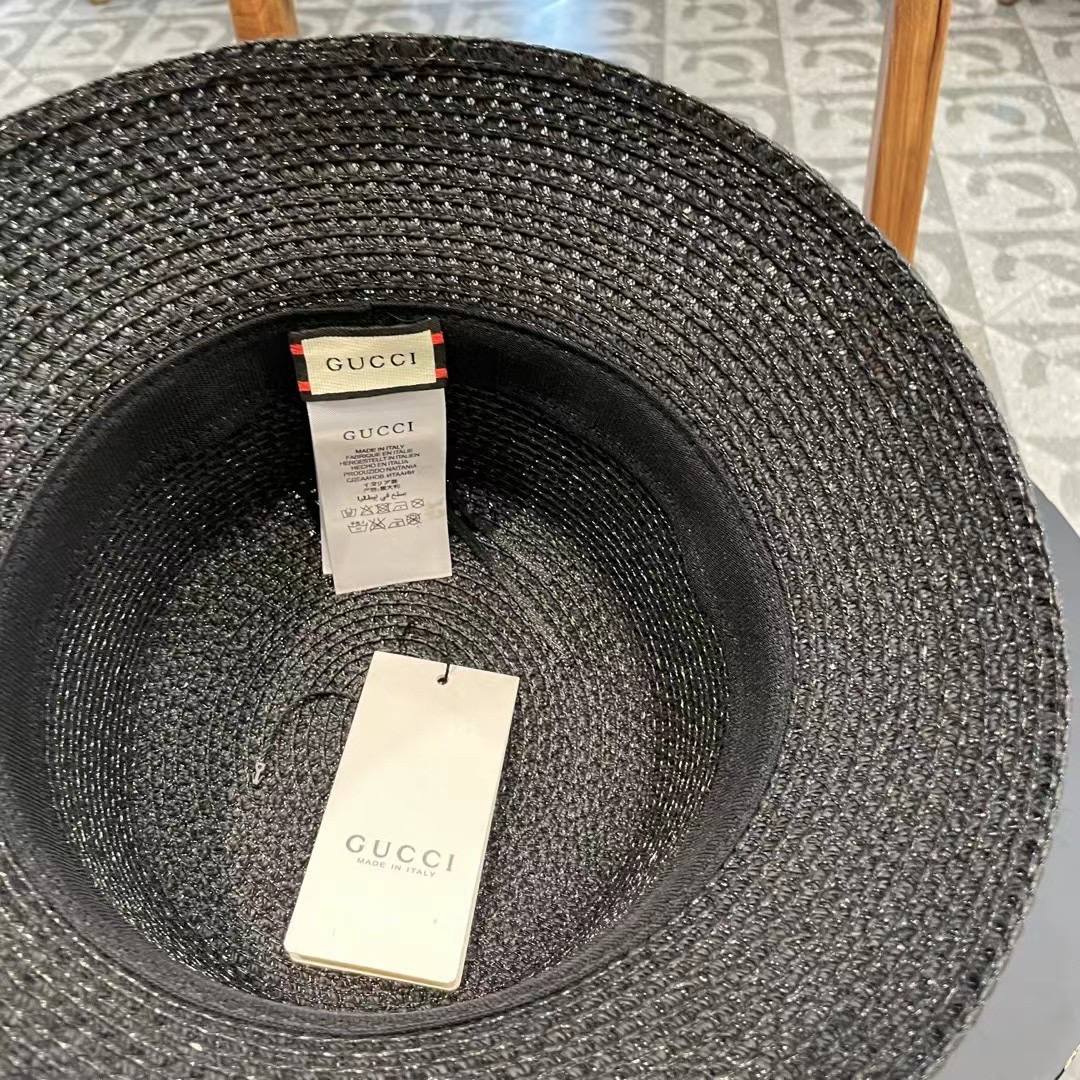   Gucci古奇草帽，重工设计风格，沙滩帽，大草帽，头围57cm