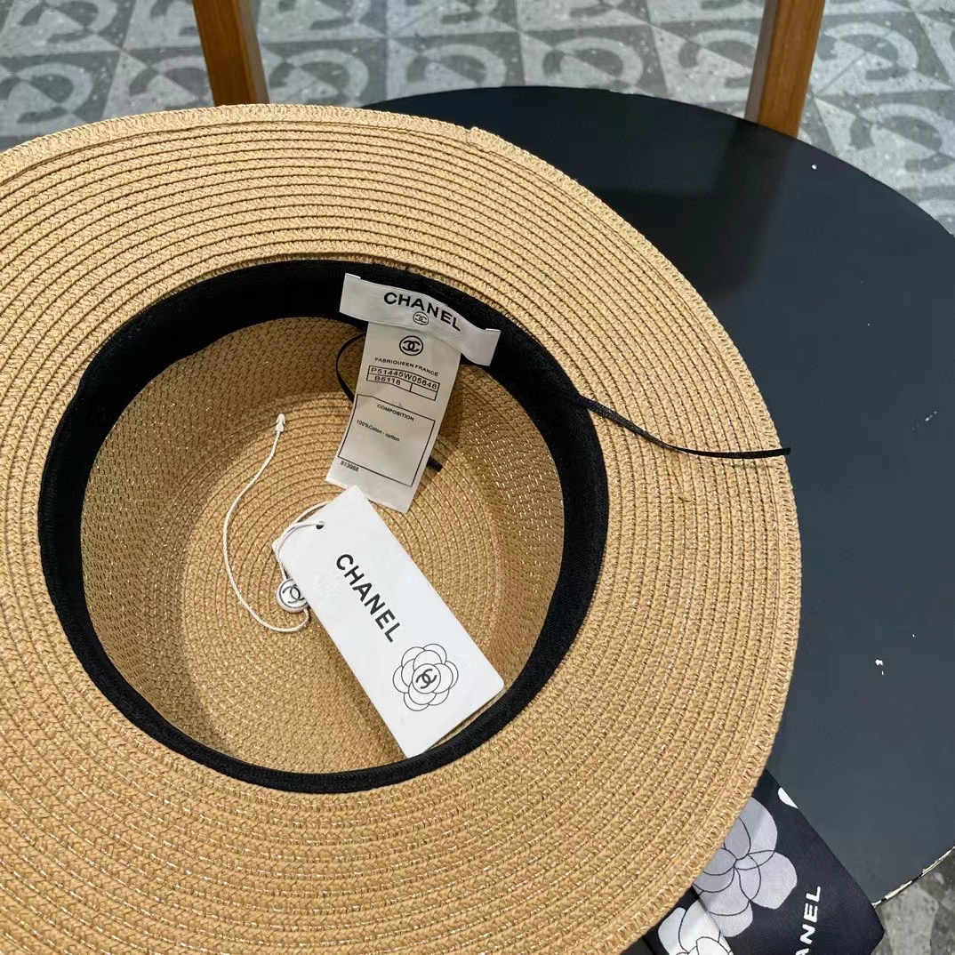   Chanel香奈儿草帽，遮阳沙滩帽，搭配香奈儿飘带，高级定制，头围57cm 四个色