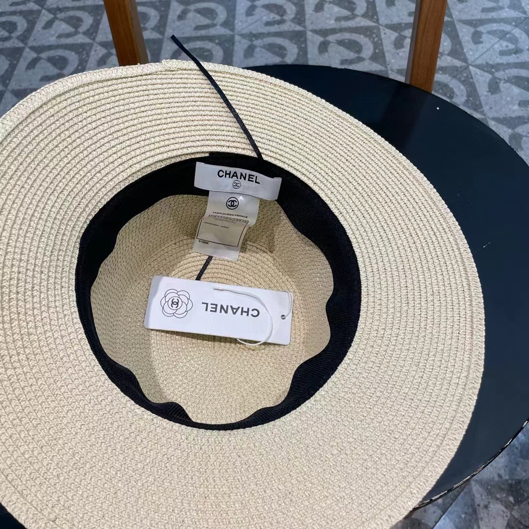   Chanel香奈儿草帽，遮阳沙滩帽，搭配香奈儿飘带，高级定制，头围57cm 四个色