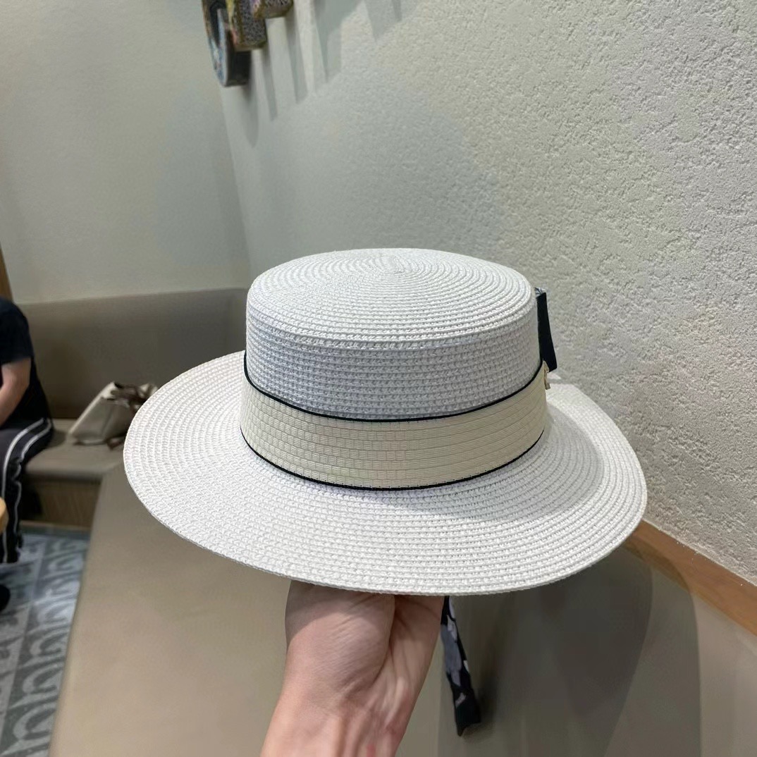   Chanel香奈儿草帽，遮阳沙滩帽，搭配香奈儿飘带，高级定制，头围57cm 四个色