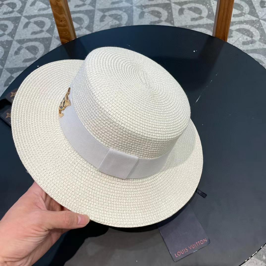  LV路易威登新款草帽，平顶礼帽，头围57cm