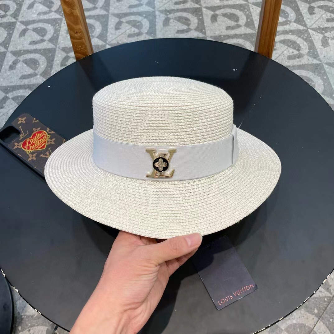  LV路易威登新款草帽，平顶礼帽，头围57cm