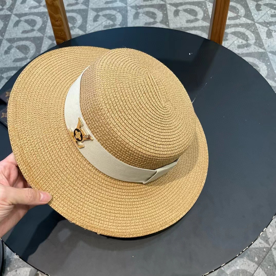  LV路易威登新款草帽，平顶礼帽，头围57cm
