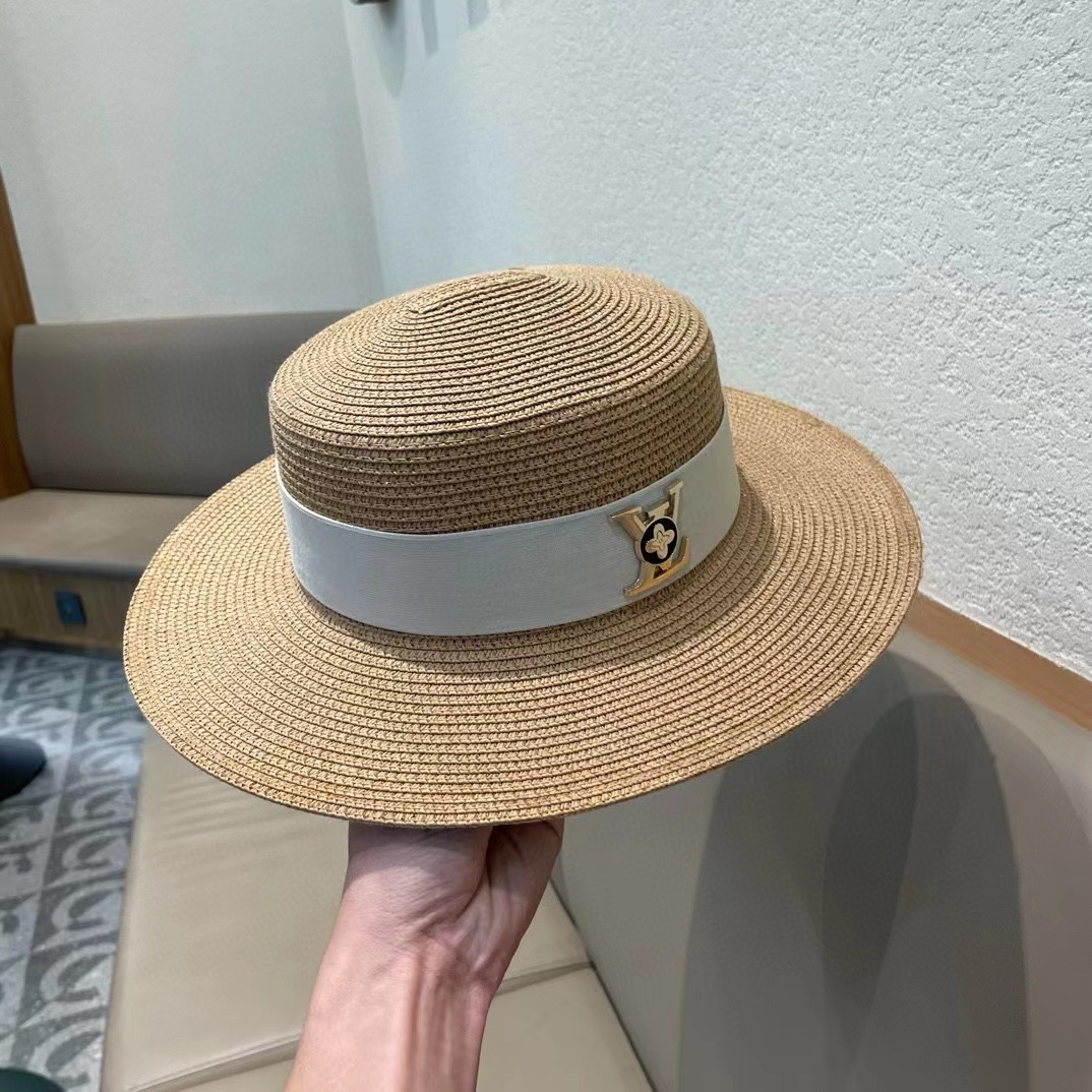  LV路易威登新款草帽，平顶礼帽，头围57cm