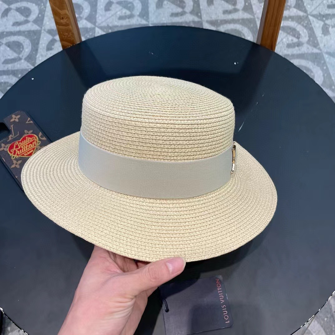  LV路易威登新款草帽，平顶礼帽，头围57cm