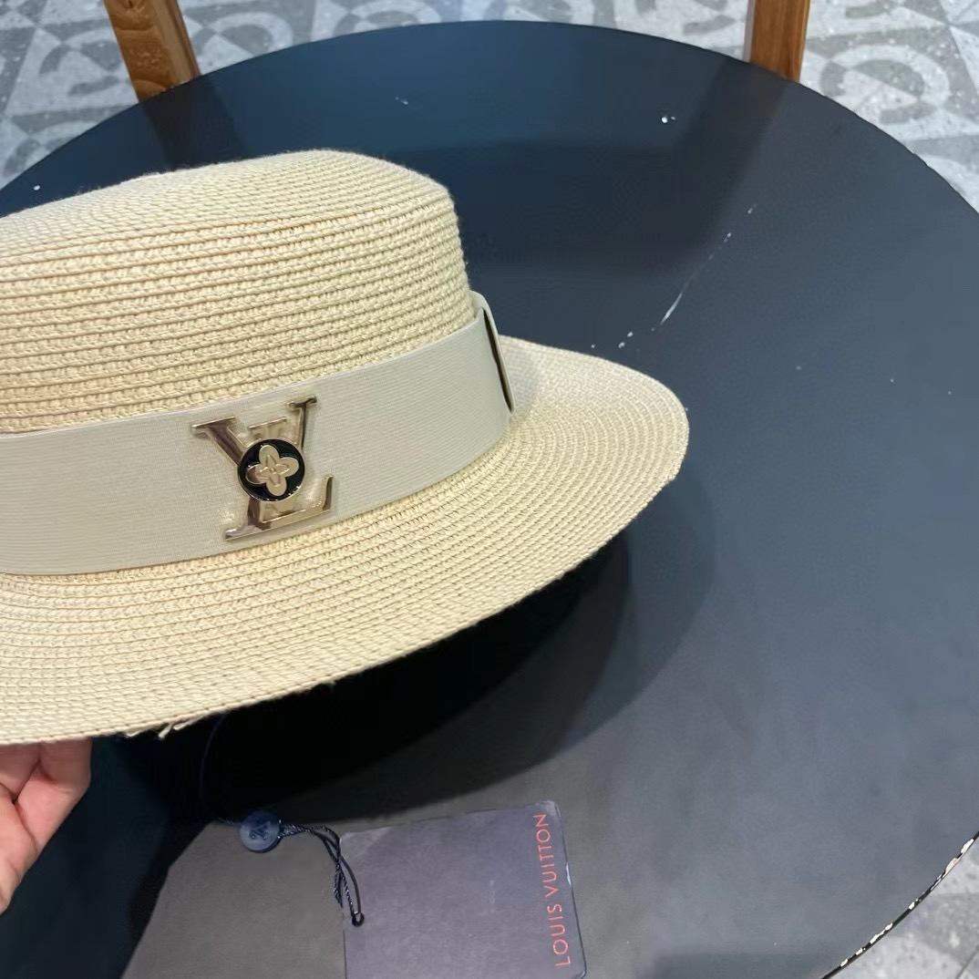  LV路易威登新款草帽，平顶礼帽，头围57cm