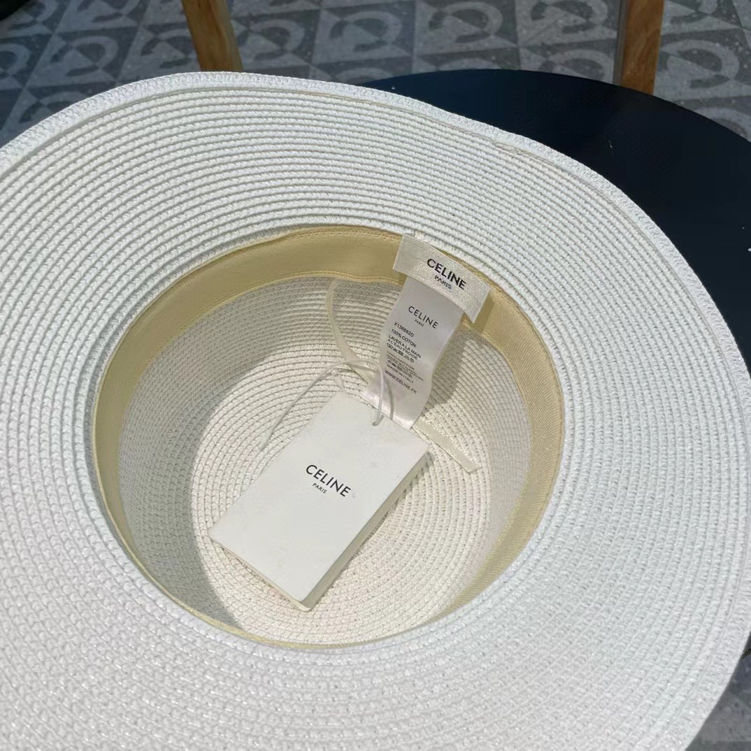  塞琳celien新款草帽，皮带平顶礼帽，头围57cm