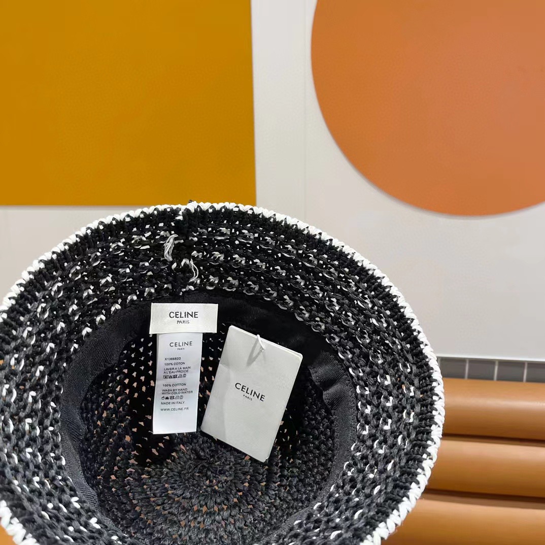 赛琳cellne帽子女新款显脸小编织草帽夏季海边遮阳防晒渔夫帽透气钟型盆帽潮