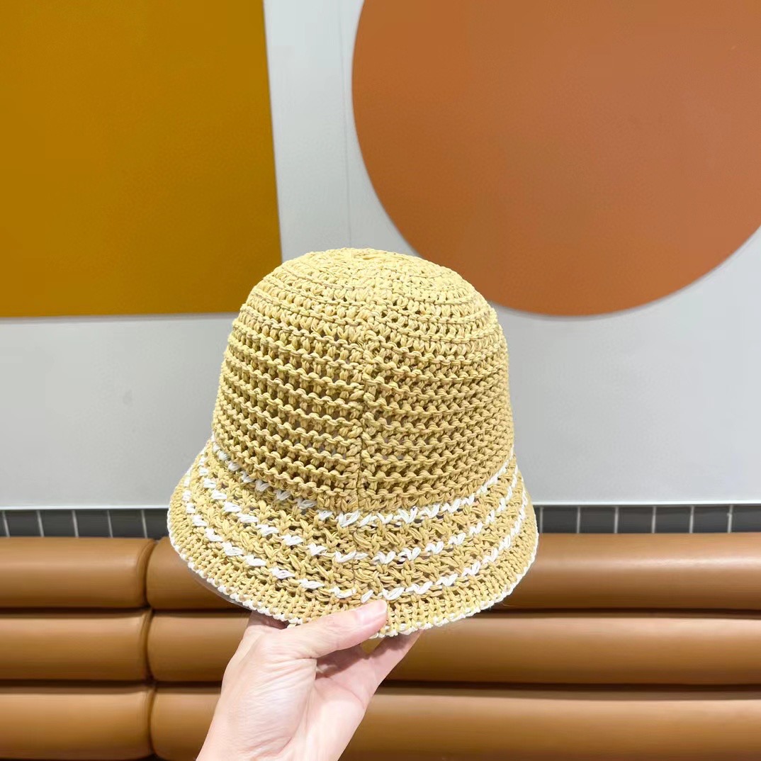 赛琳cellne帽子女新款显脸小编织草帽夏季海边遮阳防晒渔夫帽透气钟型盆帽潮