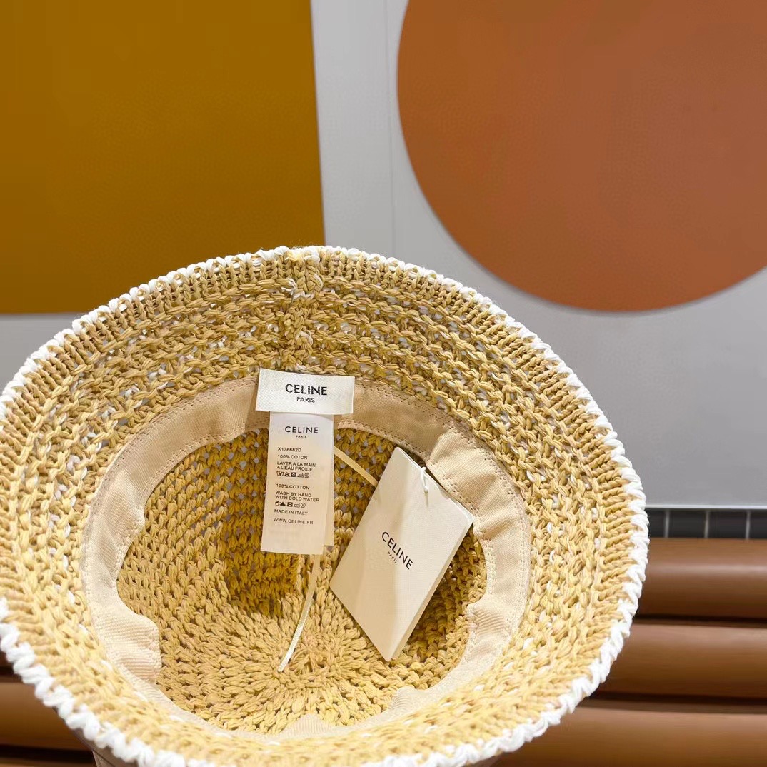 赛琳cellne帽子女新款显脸小编织草帽夏季海边遮阳防晒渔夫帽透气钟型盆帽潮