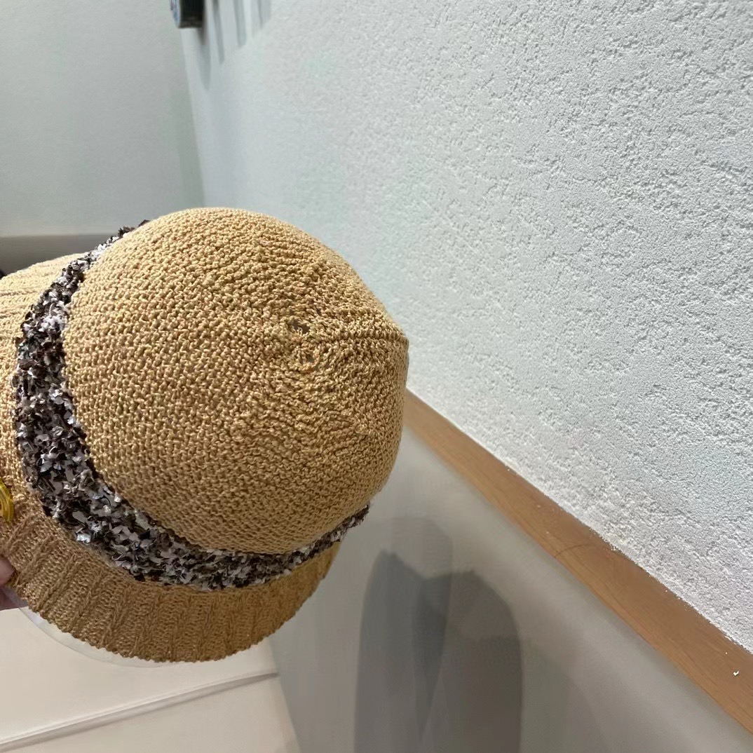  Chanel 香奈儿日系镂空编织渔夫帽子女春夏季2025新款遮阳防晒大头围韩版显脸