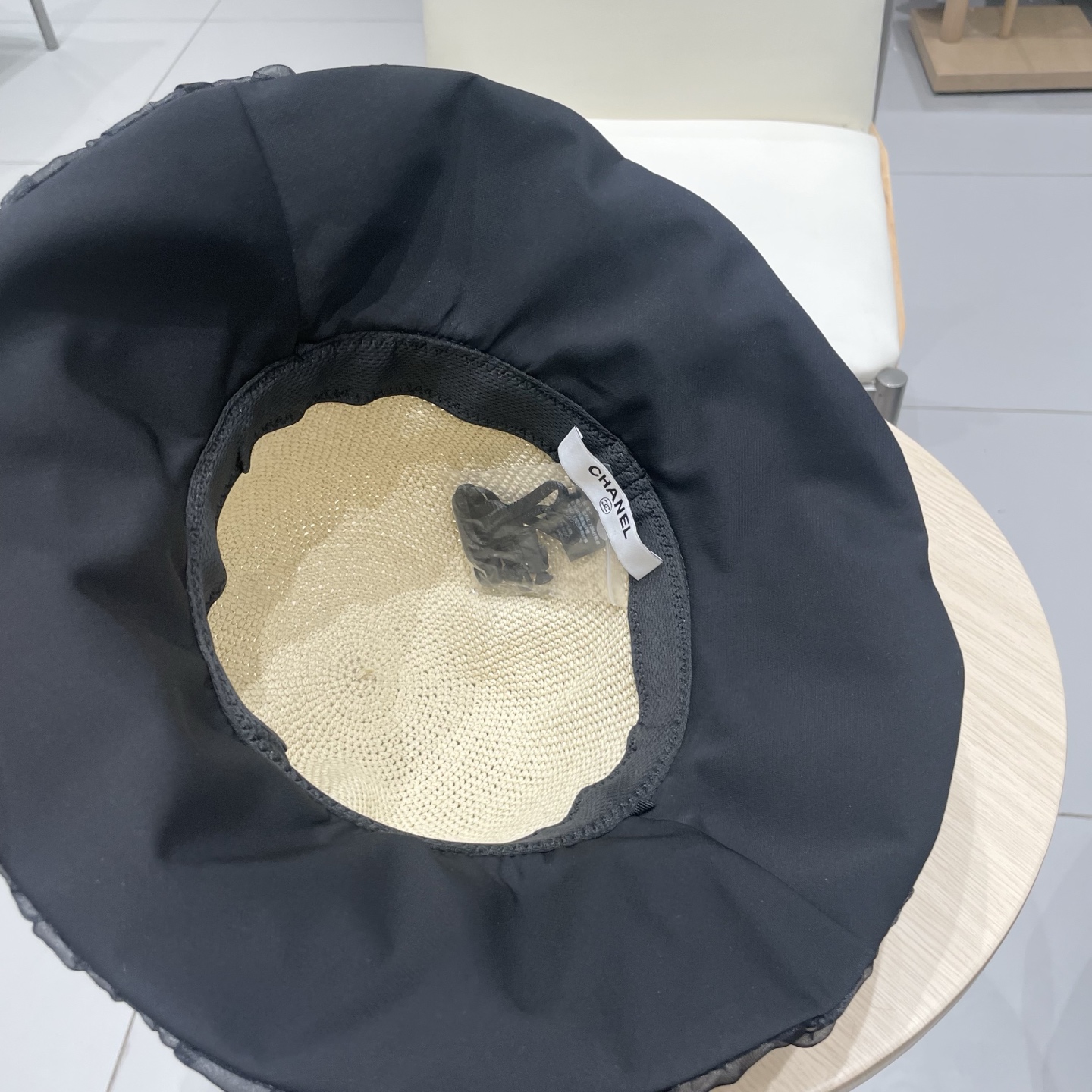  Chanel香奈儿新款韩版时尚布草拼接渔夫帽女春夏优雅蝴蝶结双层盆帽出游遮阳帽