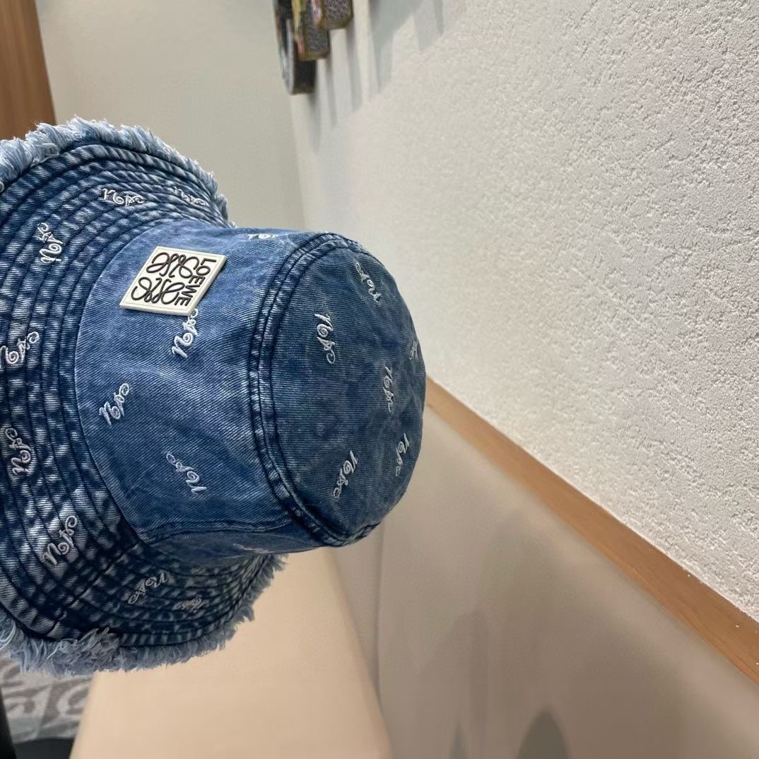  罗意威 夏季毛边复古水洗牛仔渔夫帽女渐变设计盆帽男时尚情侣遮阳帽