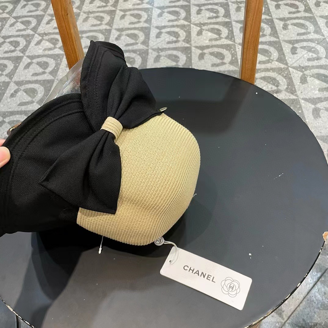  chanel香奈儿蝴蝶结渔夫帽子女显脸小夏季防紫外线草帽大檐遮脸防晒帽太阳帽潮