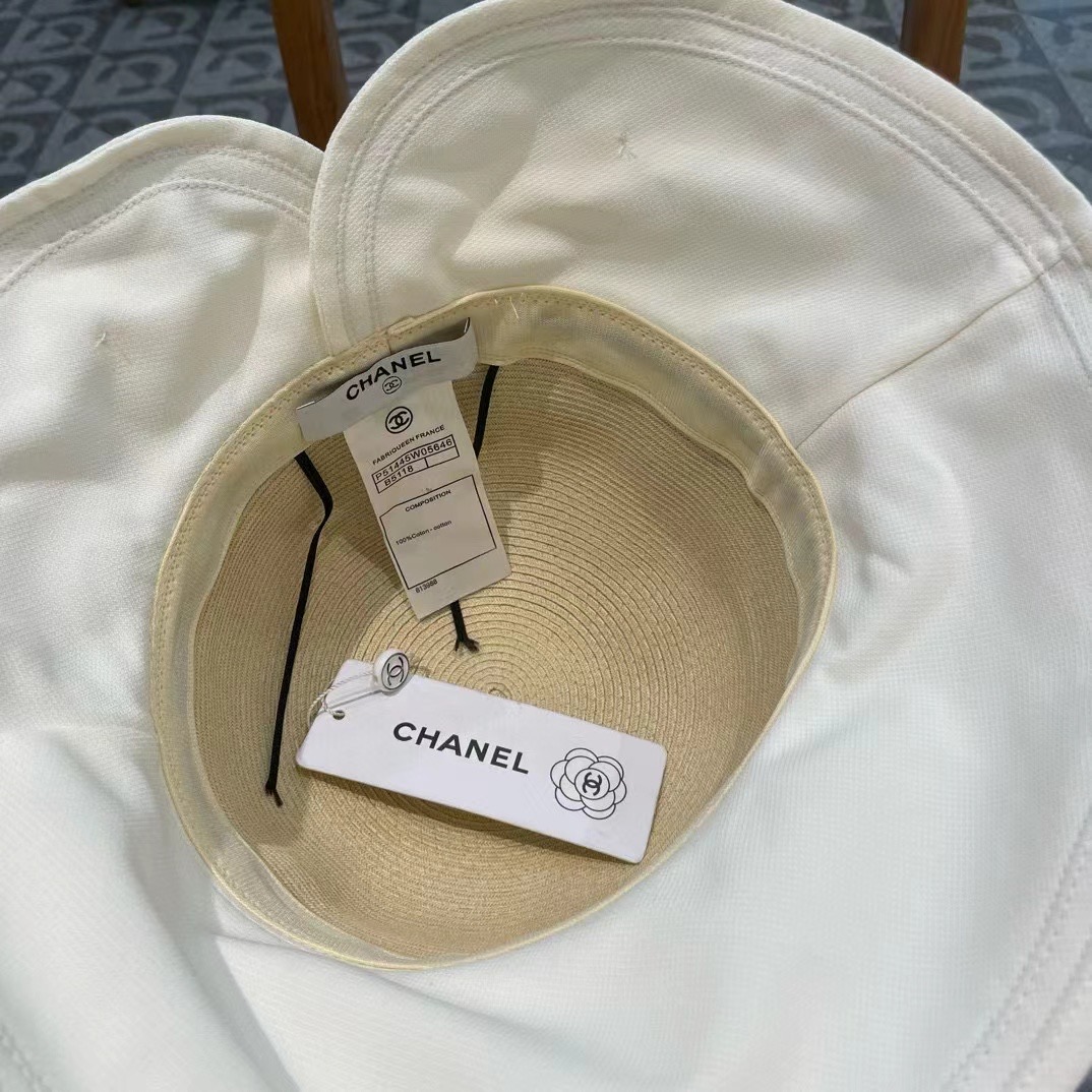  chanel香奈儿蝴蝶结渔夫帽子女显脸小夏季防紫外线草帽大檐遮脸防晒帽太阳帽潮