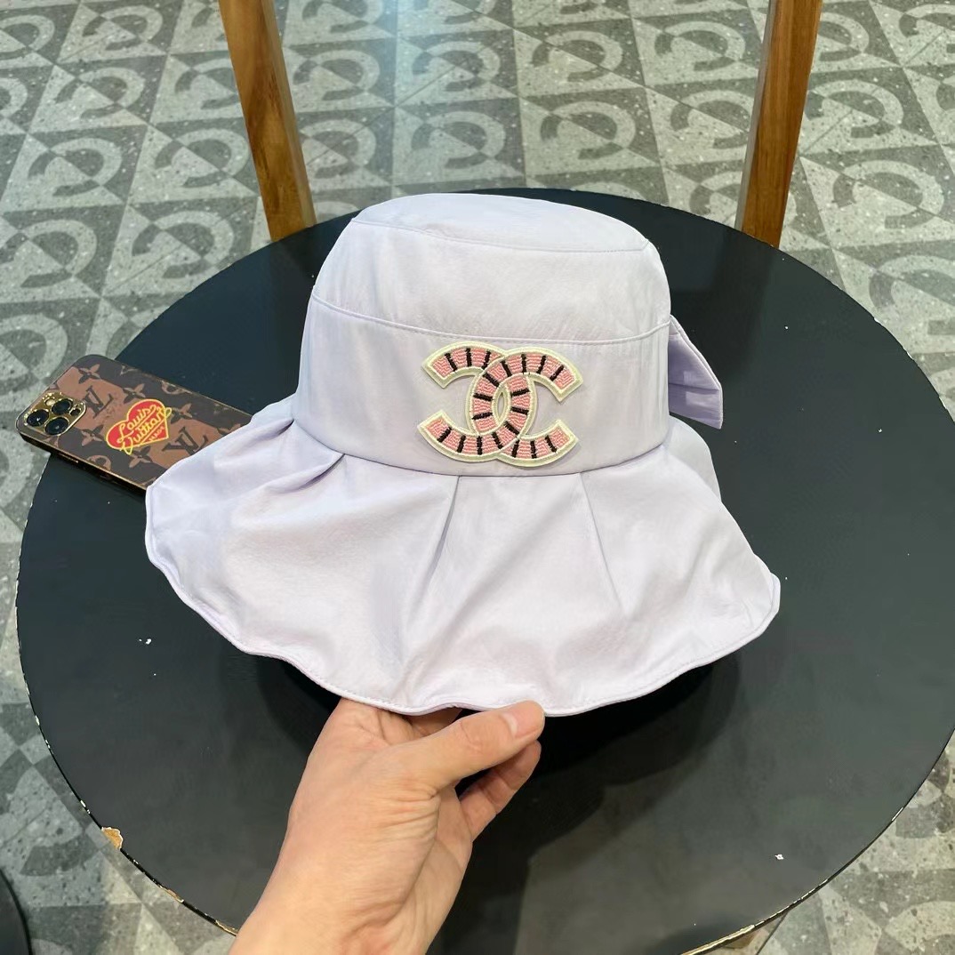  Chanel香奈儿开叉蝴蝶结渔夫帽，帆布帽，简约网红款，头围57