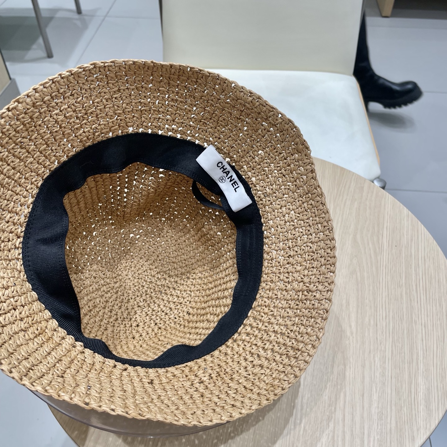 chane香奈儿l2025洋气百搭珍珠手工草帽遮脸防晒渔夫帽出游逛街防紫外线盆帽