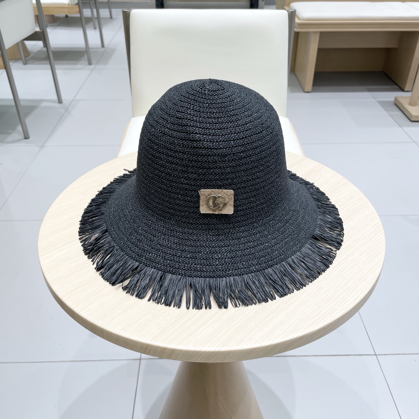  Gucci古奇女士帽子大檐韩版毛边透气草帽夏季遮阳防晒沙滩帽渔夫帽