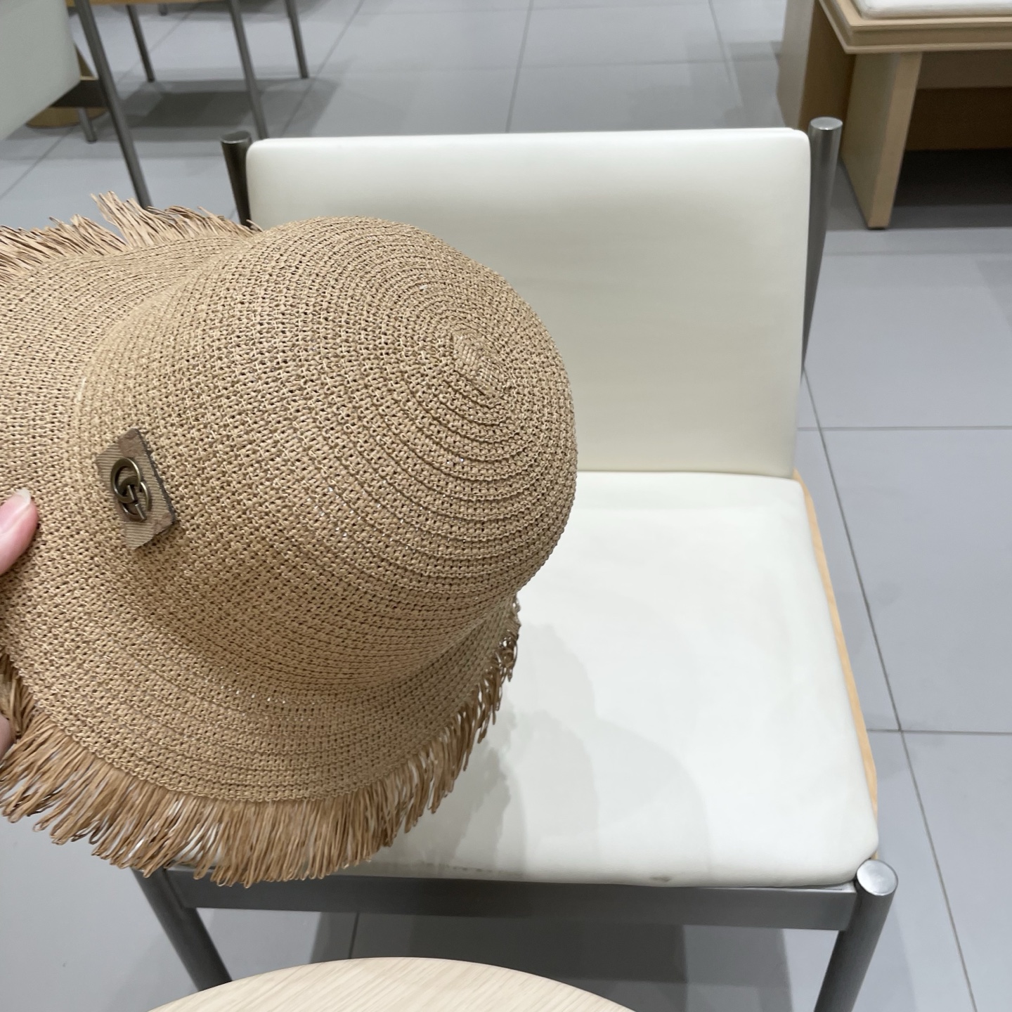  Gucci古奇女士帽子大檐韩版毛边透气草帽夏季遮阳防晒沙滩帽渔夫帽