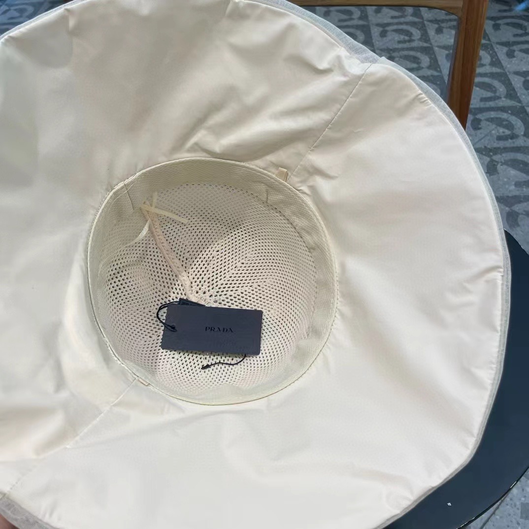  PRADA普拉达新款大帽檐遮阳帽，渔夫帽，小红书网红爆款 防紫外线大檐遮脸防晒太阳渔夫帽