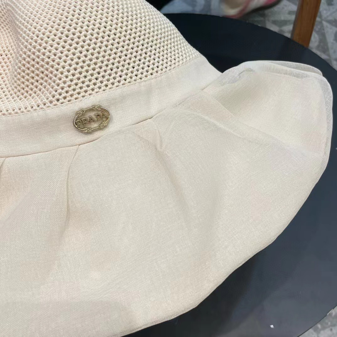  PRADA普拉达新款大帽檐遮阳帽，渔夫帽，小红书网红爆款 防紫外线大檐遮脸防晒太阳渔夫帽