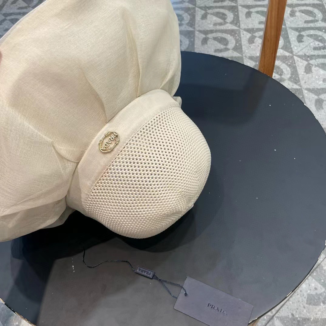  PRADA普拉达新款大帽檐遮阳帽，渔夫帽，小红书网红爆款 防紫外线大檐遮脸防晒太阳渔夫帽