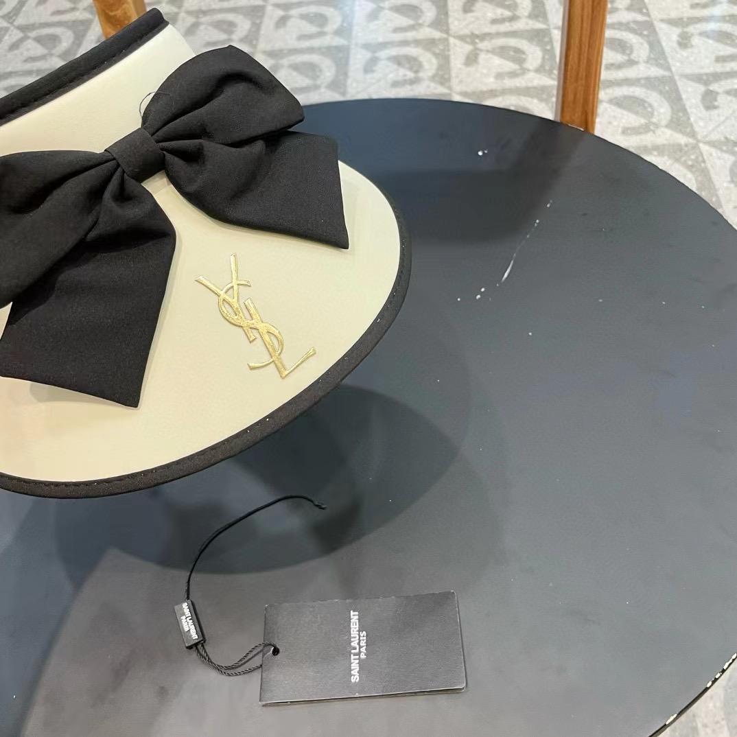 【YSL圣罗兰】夏季新款大蝴蝶结新中式大沿空顶帽～
轻奢风，遮阳防晒款