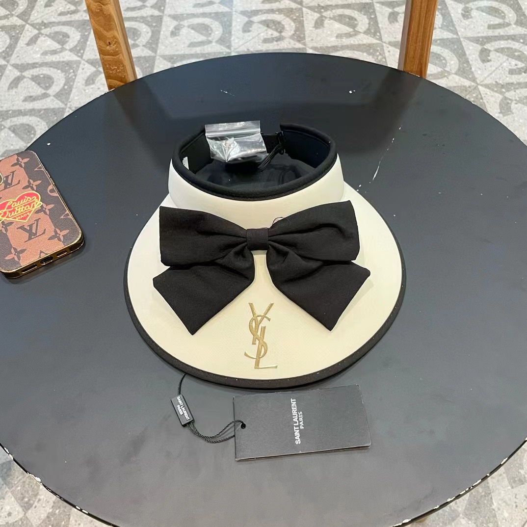 【YSL圣罗兰】夏季新款大蝴蝶结新中式大沿空顶帽～
轻奢风，遮阳防晒款